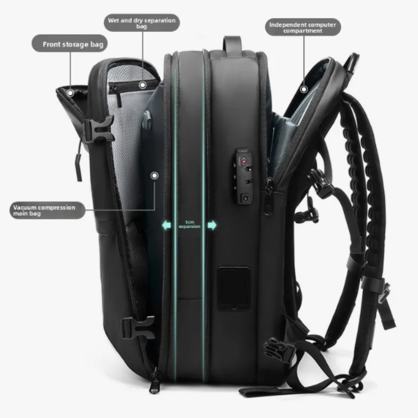 55x40x20 cabin bag lightweight | Vacuum Compression 55L