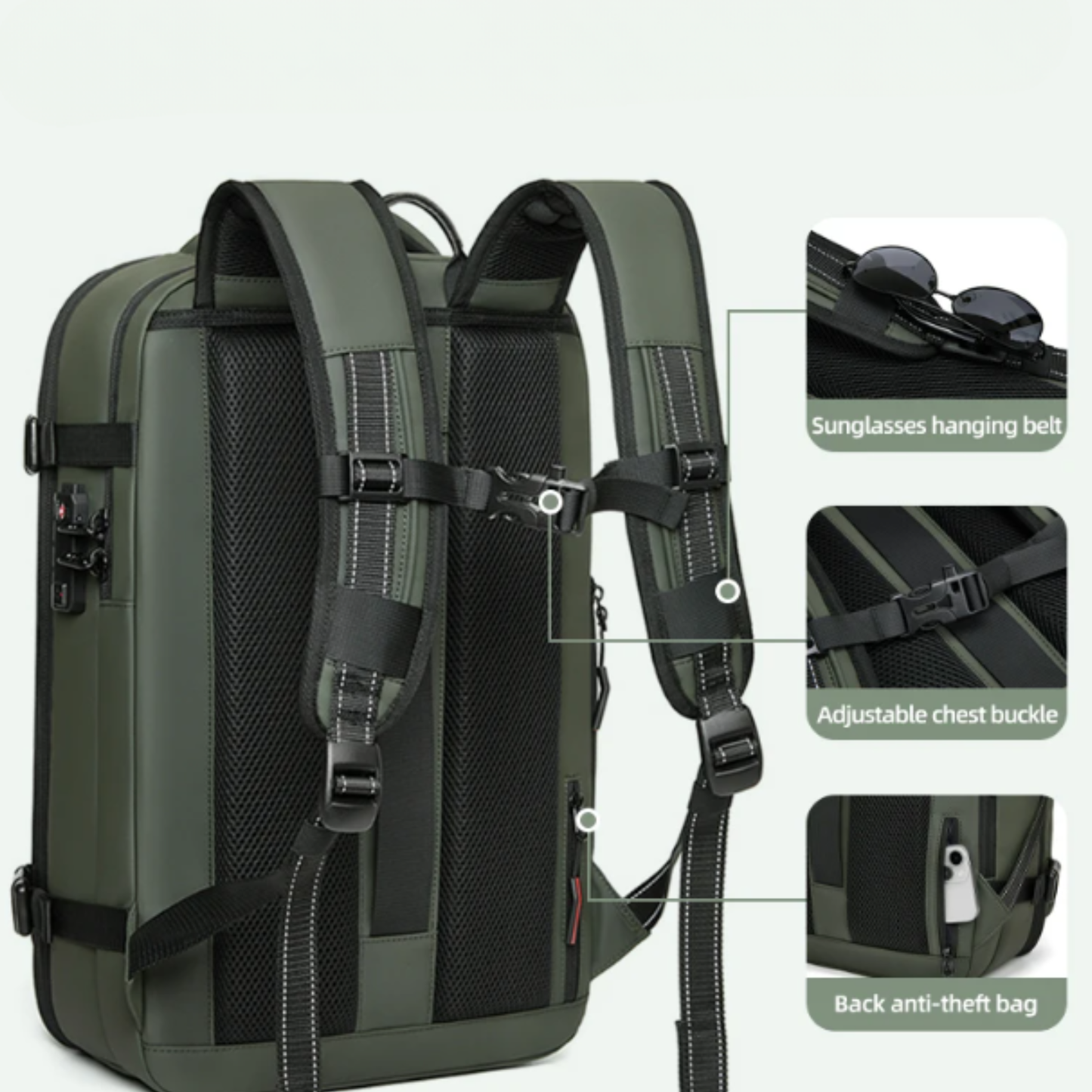 56x45x25 cabin bag lightweight | Vacuum Compression 55L