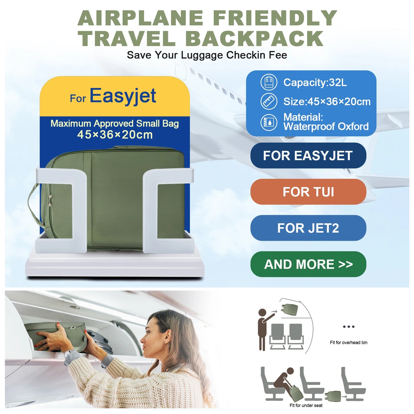 Small cabin bag 45x36x20