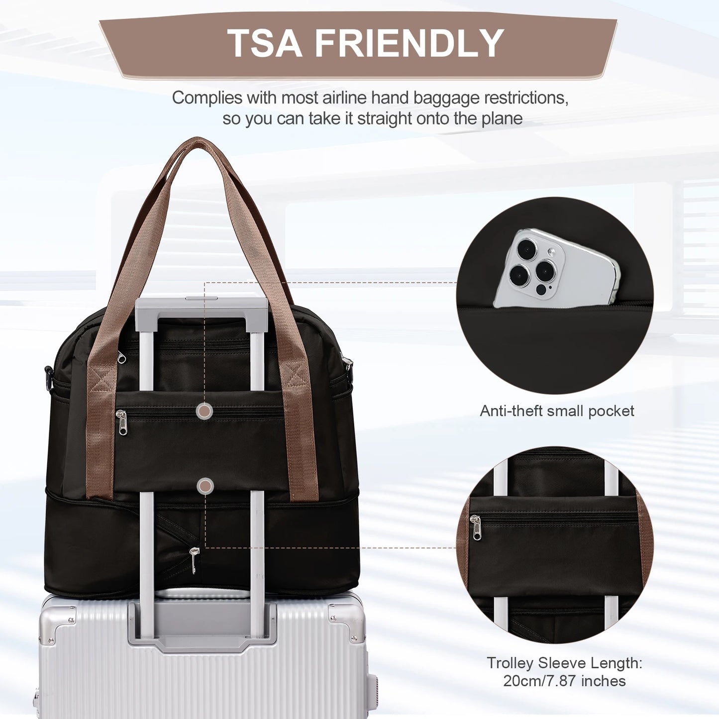 40x20x25 expandable duffel cabin bag