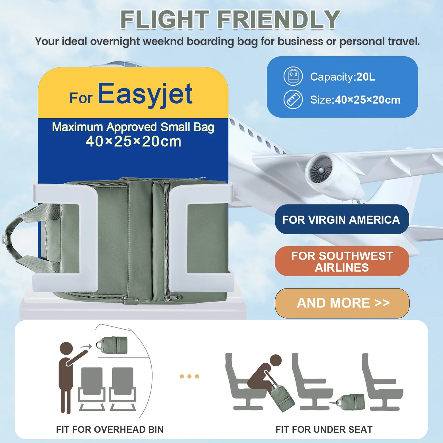 40x20x25 Cabin bag for women