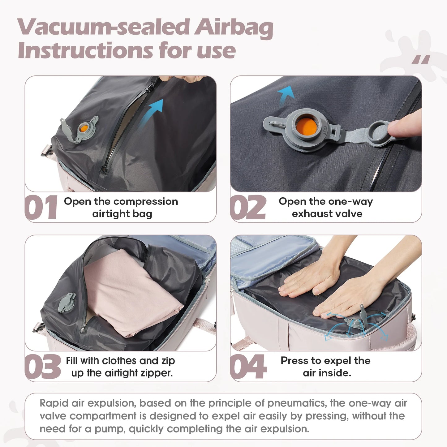 40x20x25 pink underseat cabin backpack