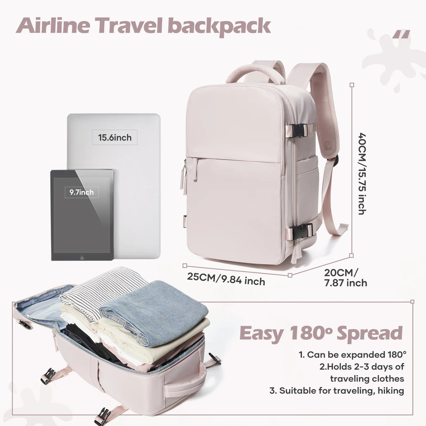 40x20x25 underseat cabin backpack for women