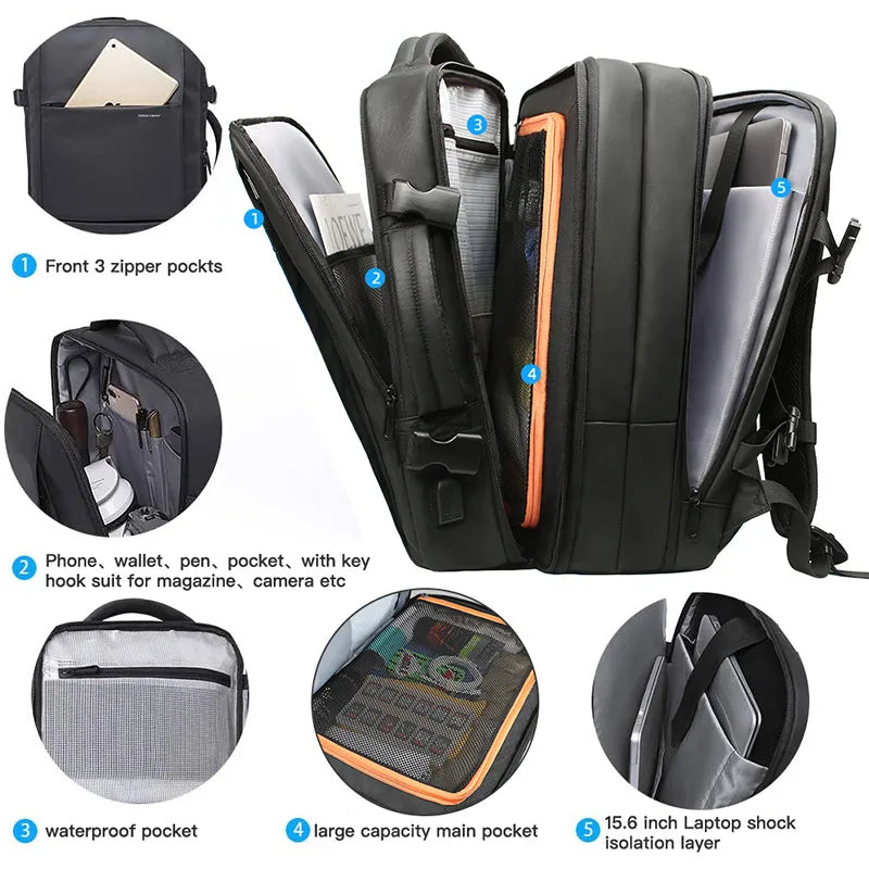 Easyjet cabin bag 45x36x20 – Expandable laptop cabin backpack 39L